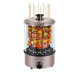 220V Vertical Rotisserie Oven, Smart Electric BBQ Grill Smokeless Automatic Rotating with Fuel Collection Tray