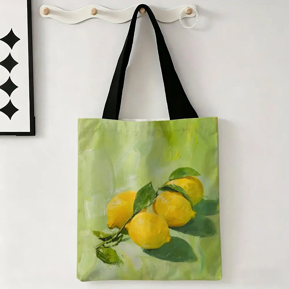 Sac fourre-tout en toile grande capacité, sac à bandoulière tendance, sac de courses écologique, sac de rangement pour fruits, oranges et café