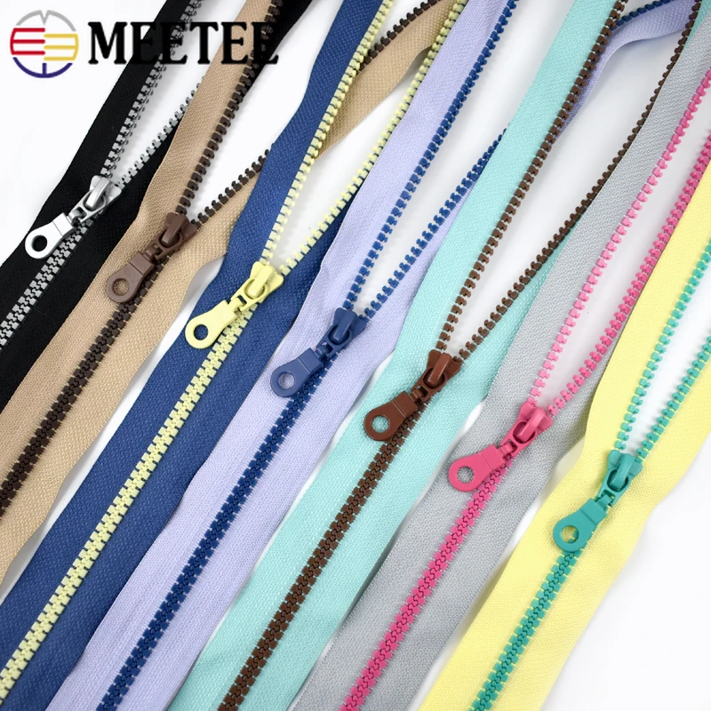 1/2/3/4/5Yards Meetee 5# Resin Zippers Tape with Zipper Slider Down Jacket Zip Puller Decor Cabbage Zips Coil Long Chain Sewing