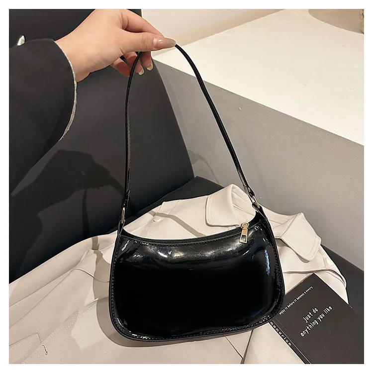 Glänzende Lackleder-Unterarmtasche Einfarbige Damen-Mini-Handtasche Modische Casual Schultertasche Tägliche Dating-Handtasche – Detail 28
