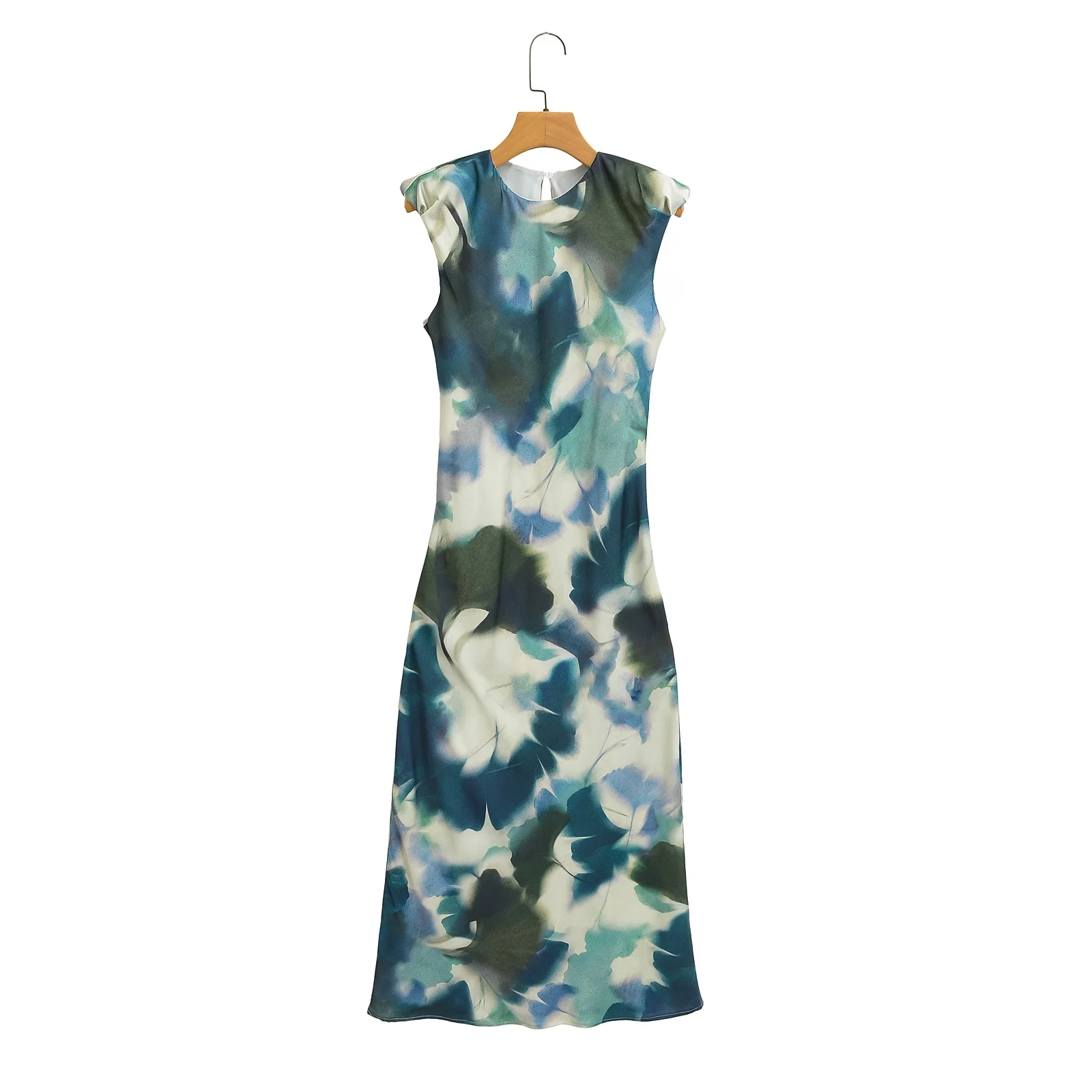 JNLEAOG automne nouveau femmes Faion Satin sensation impression Svel rond Ne Dr 2362 français Sle froncé taille Polyester