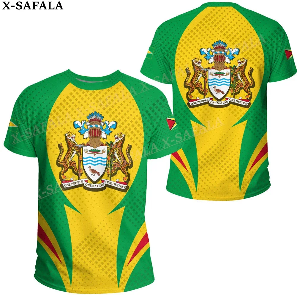 Guyana Coat Of Arms Country 3D Print Mesh Fiber T-Shirt Top Summer Tees Men Streetwear Shorts Sleeve Sport Casual Clothing-2