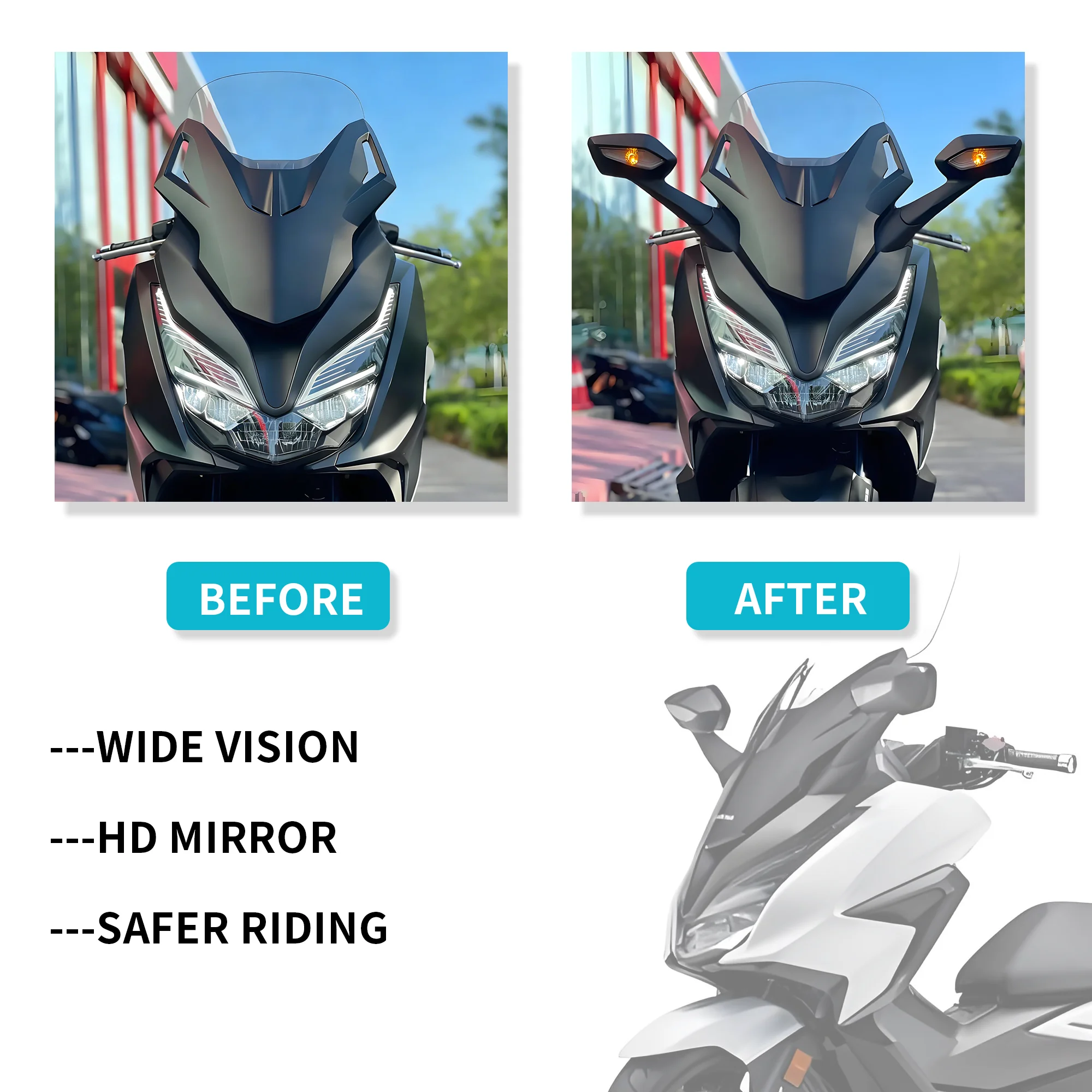 Complete Rear View Side Mirror Fit for HONDA FORZA 125 300 350 Motorcycle Rearview Mirror NSS125 NSS250 NSS350 Forza 350