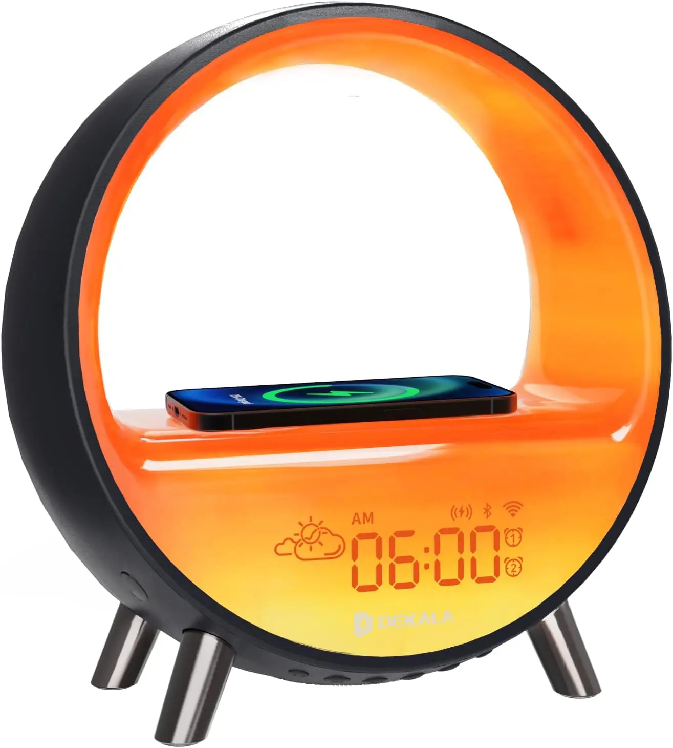 

Arches Sunrise Alarm Clock | Sunset White Noise Sound Machine Sleep Timer | Max 120dB Natural Sound Wake-Up Light |15W Wireless