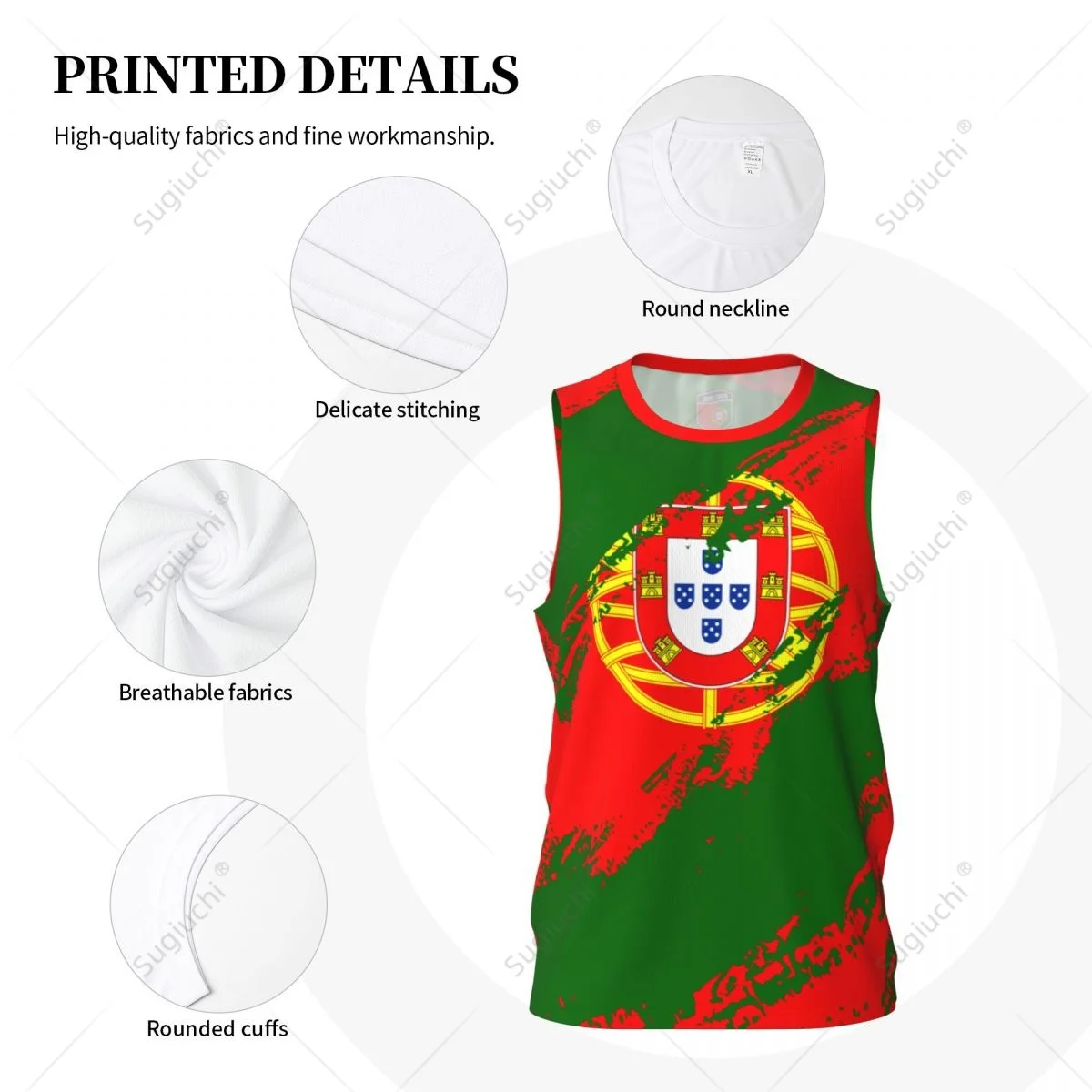 Men Basketball Sports Portugal Flag Running Fitness Multifunction Jersey Sleeveless shirt Custom Name Nunber Exclusive