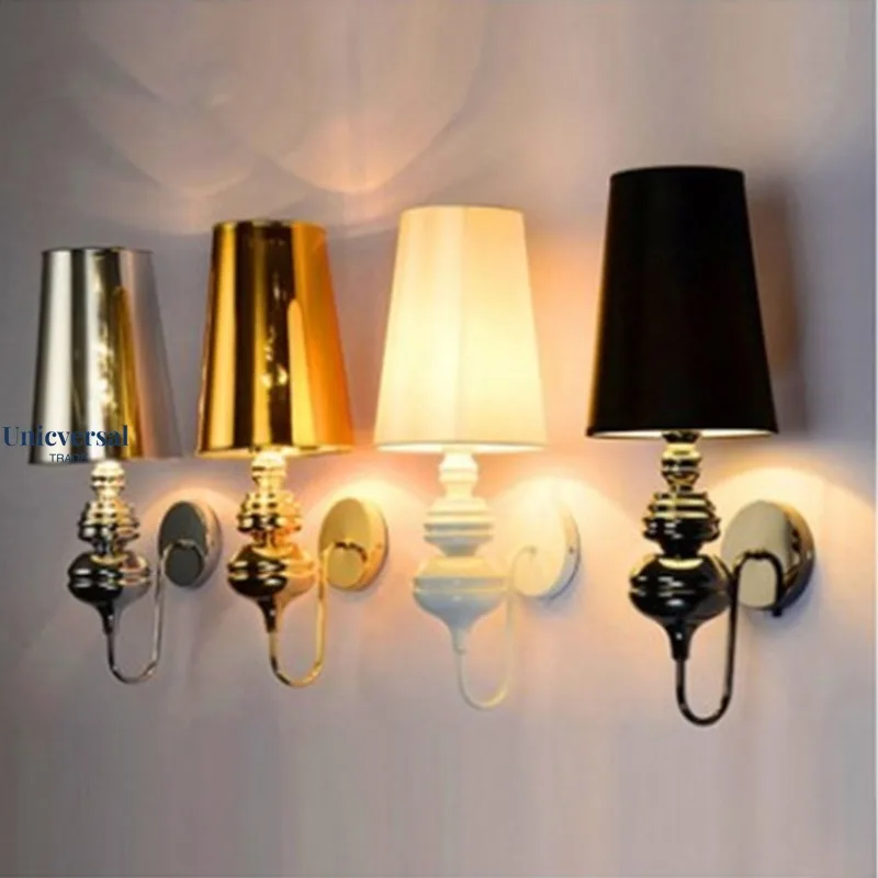 Imagem -02 - Lâmpadas de Parede Modernas para Quarto Iluminação de Leitura Lâmpada do Corredor Suporte E27 Prata Ouro Preto Branco Luz de Parede Estilo Europeu