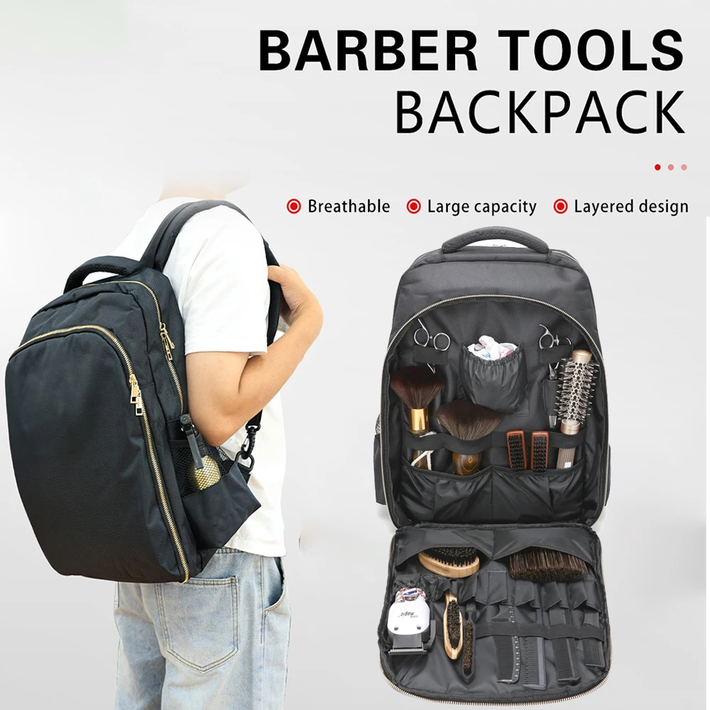 Barber Hairdressing Backpack Multifunctional Storage Bag Beauty Large Capacity Tools Black GreyTravel Bags