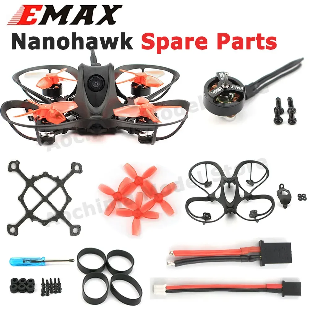 EMAX Perangkat Keras Pelat Bawah Bingkai Pengganti Suku Cadang Nanohawk 0802 Adaptor Pengisi Daya Kepala Baling-Baling Motor 19000KV