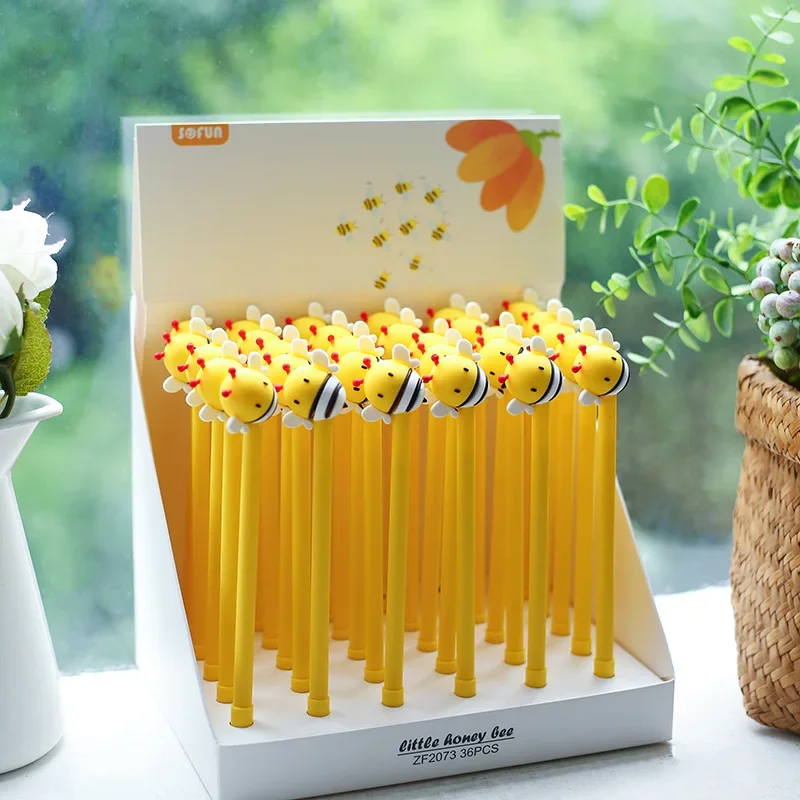 

36PCS The Manufacturer Directly Sells Zhongfan ZF2073 Bee Shaped Neutral Pen Creative Lovely Water Pen Student Stationery