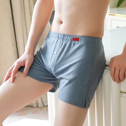 Men's Underwear Boxers Large Size Underpants Plaid Casual Mens Arrow Pants Sleepwear Male Breathable Loose Boxer Shorts Homewear