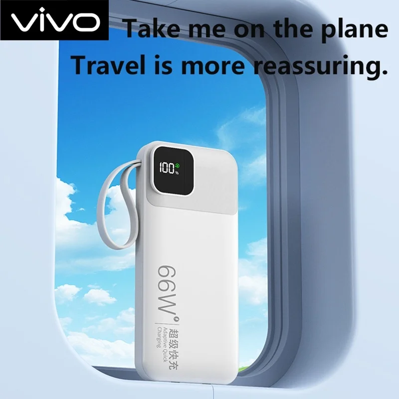 VIVO 50000mAh PowerBank 66W Portable Fast Charge External Battery High Capacity With Cable For Iphone Xiaomi Backup Battery