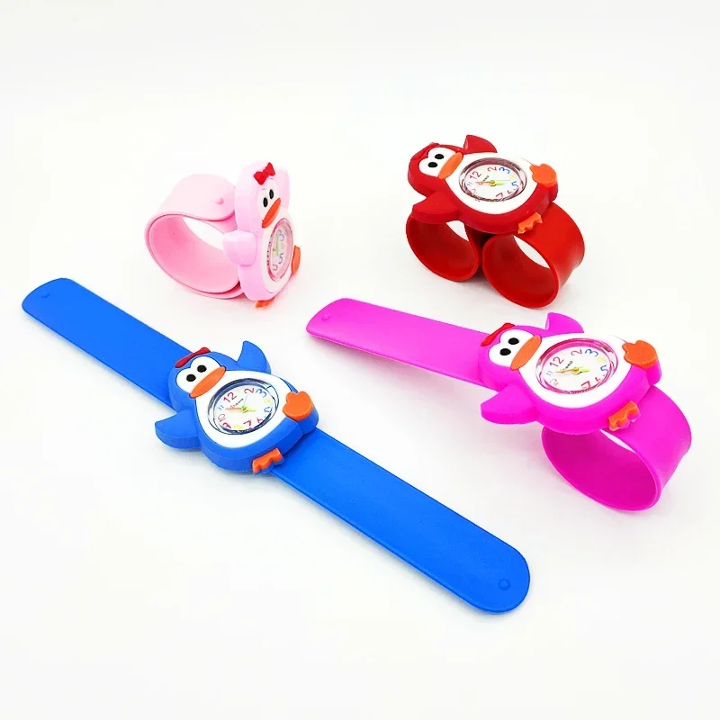 Slap Bracelet Children's Watch Cute Penguin, Crab, Turtle, Dolphin Patterns Toy Baby Birthday Gift Boys Girls Kids Watches Clock