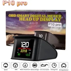 OBD2-P10 Pro Universal HUD OBD Head Up Display HUD On Board Computer Digital Speedometer Fuel Consumption Multiple Language