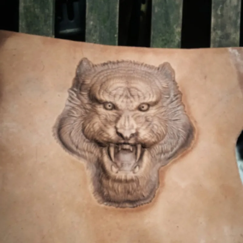 

3D Tiger Head Leather Stamp Embossing Mold,Leather Aluminum Alloy Stamps Embossing Tool,Craft Leather Pressing Material
