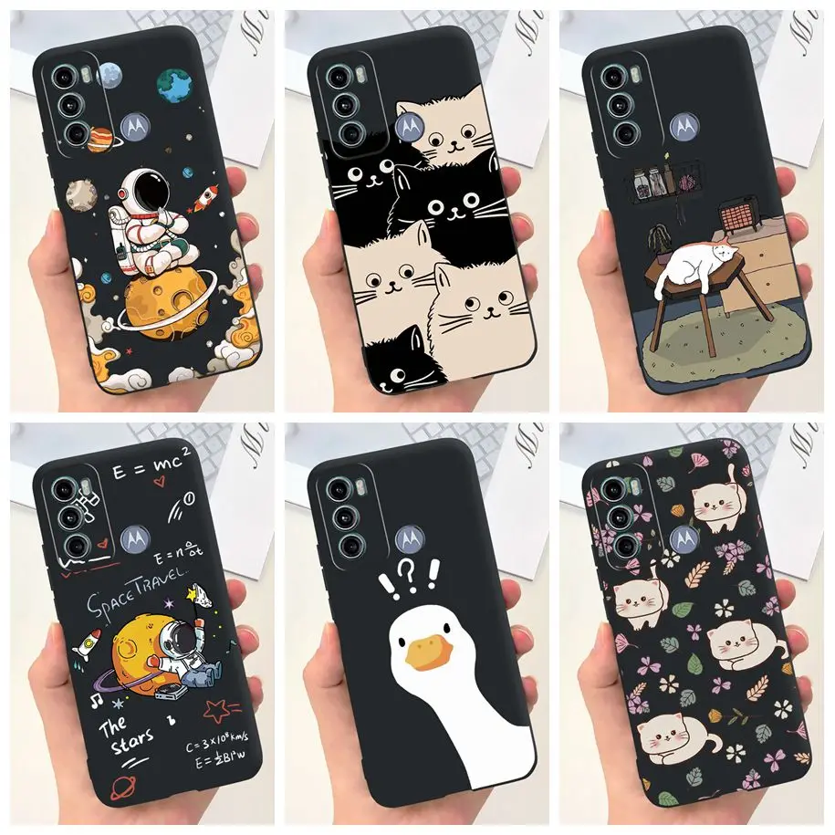 For Motorola Moto G60 Case Cute Duck Cat Astronaut Soft Silicone Phone Case For Moto G40 Fusion Coque G 60 MotoG60 Protect Cover