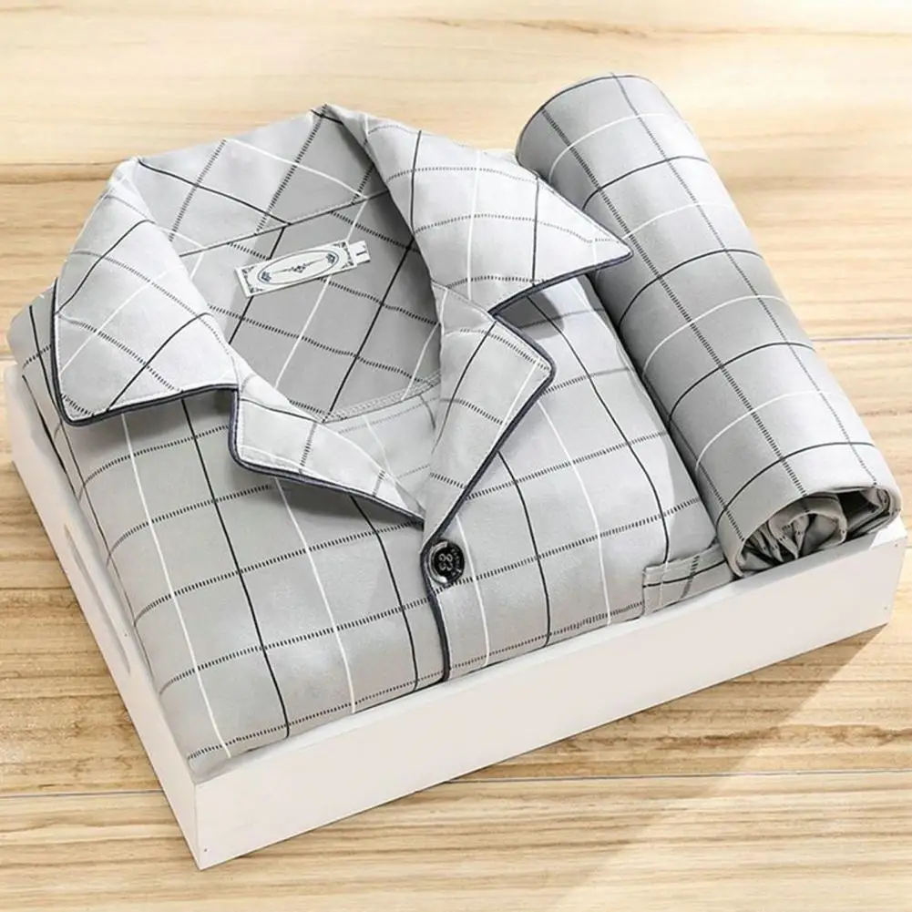 Milk InjLoungewear-Ensemble de pyjamas à carreaux rayés pour hommes, ensemble de pantalons assortis à jambes larges, vêtements de nuit, vêtements de