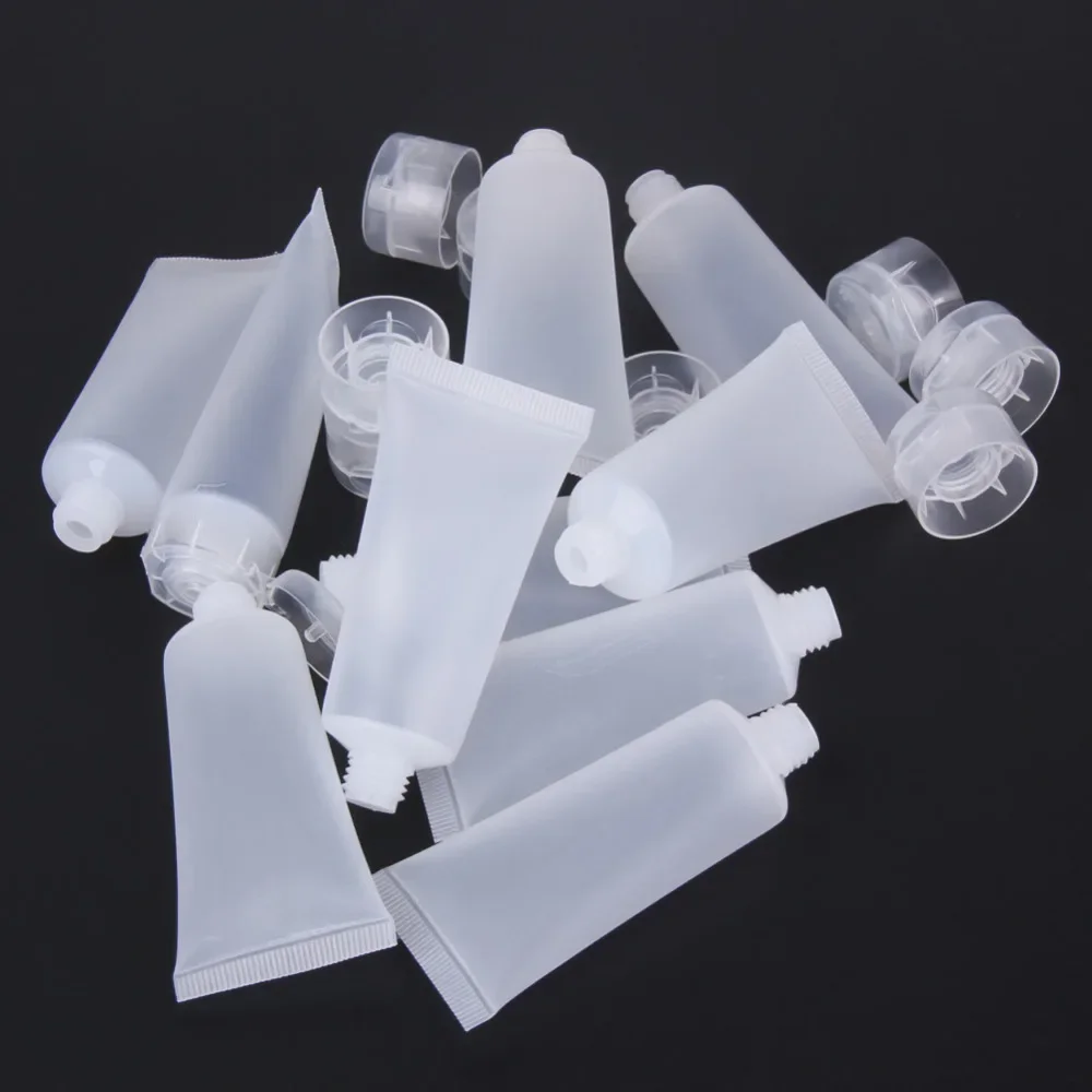 10Pcs 15ml-100ml flaconi per tubi morbidi cosmetici smerigliati con coperchi ribaltabili contenitori per campioni in plastica trasparente opaca per lozioni per crema per le mani