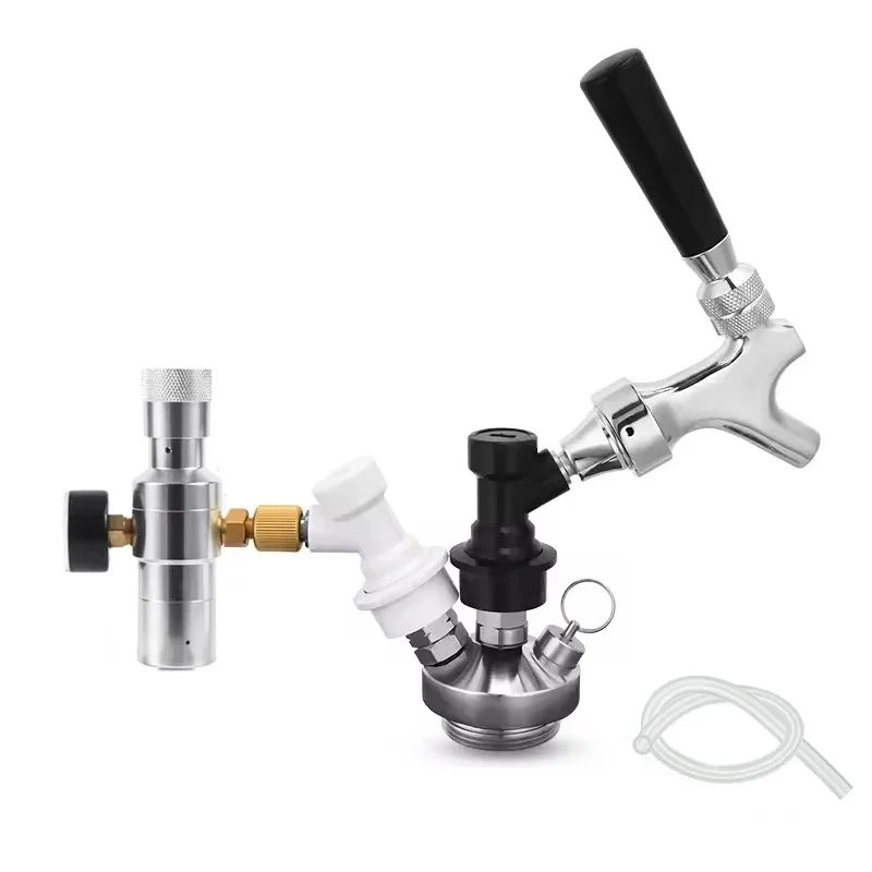 Mini Keg Growler Spear with Ball Lock Disconnect & Carbonate Mini Co2 Charger Kit，Beer Tap Dispenser