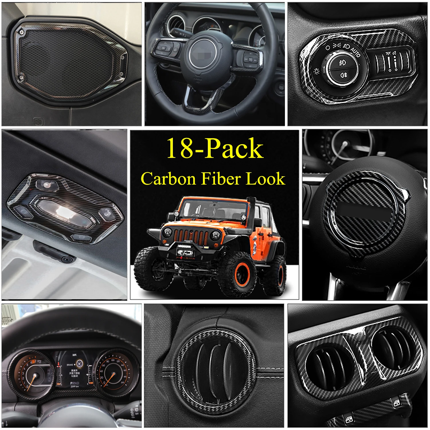 21-PACK Inner Decoration Cover Trim Kit for Jeep Wrangler JL JLU Sports 2018-2023 Interior Accessories Decorative Mouldings Red