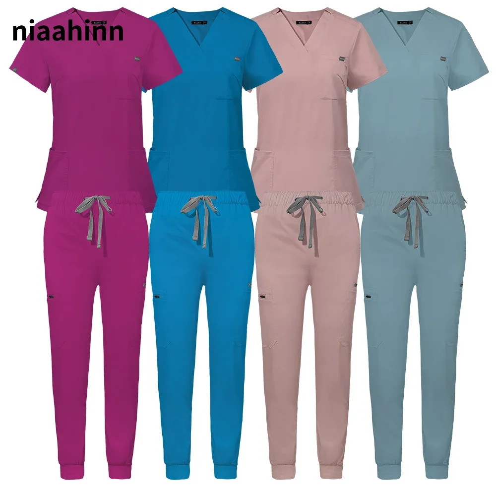 Beauty Agency Scrub Womens Suit Pet Shop Veterinary Nursing Accessories Medical Uniform Breathable Top Pants Jogger Suits Unisex