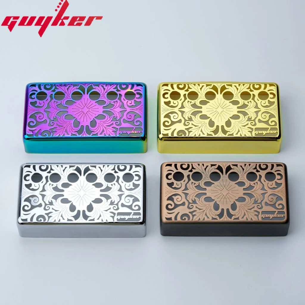 Guyker Humbucker Pickup Cover Cupronickel 50mm and 52mm Pole Spacing Hollowed Out Pattern Pickups Frame Set  For LP Guitar PC010