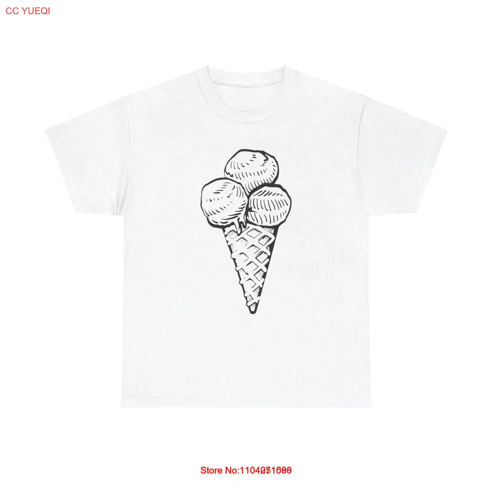 Vintage Ice Cream Cone Graphic T-Shirt - sketch art summer gelato sorbet sundae