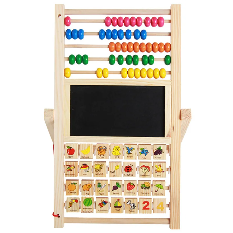 3 in 1 Multifunction Abacus Learning Stand Wooden Counting Cognition Drawing Board Educational Math Gift