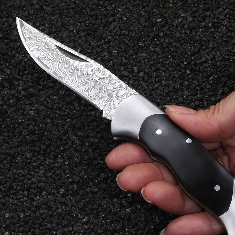 Damascus Steel knife High hardness forging portable folding knife High-grade stainless steel folding fruit knife paring knife