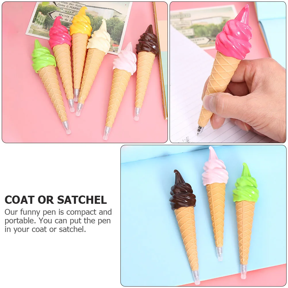 

6pcs Ice Cream Creative Ballpoint Pen For s Smooth Writing School Stationery Cool Fun Pens Ice Cream Ball Pen Detachable