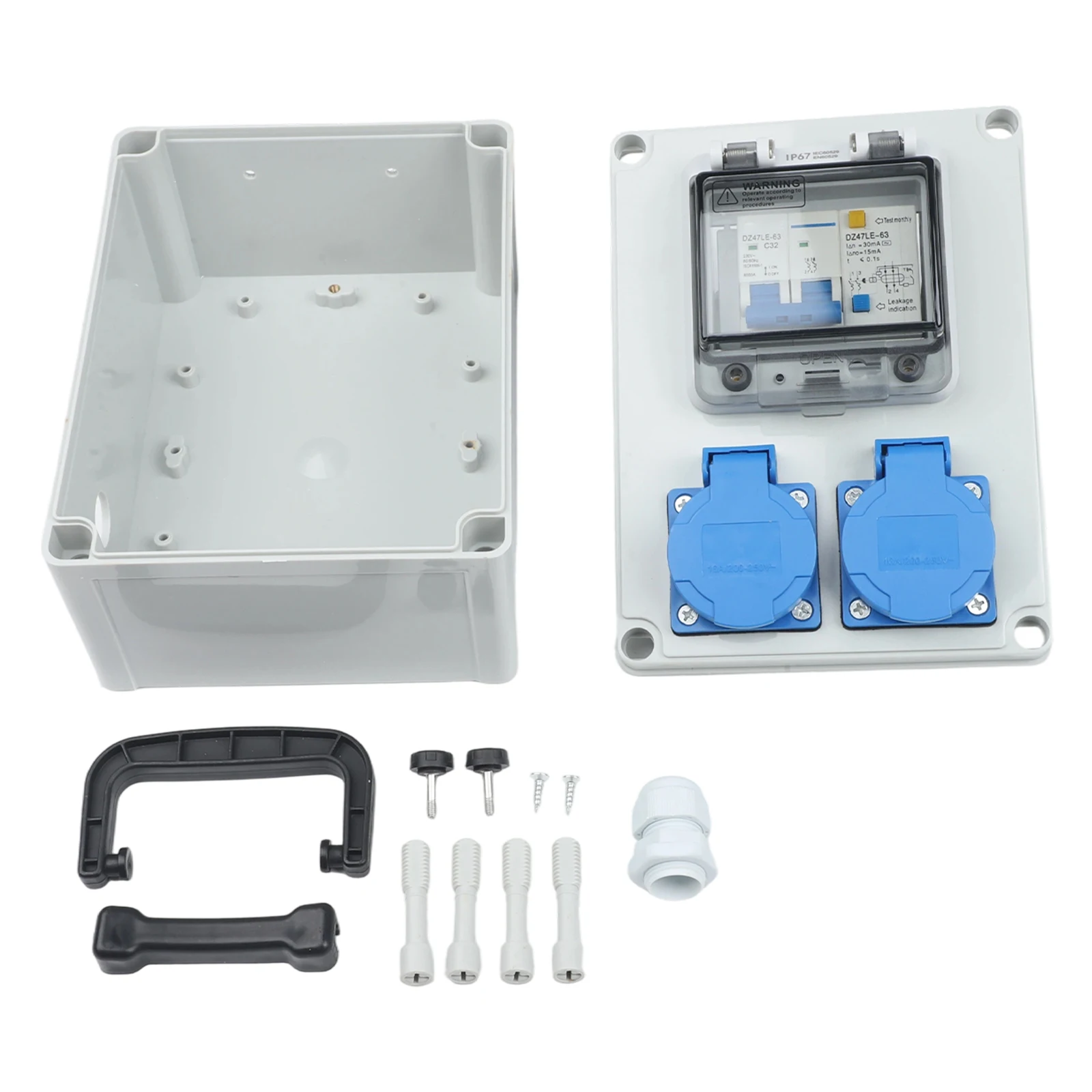 IP67 Portable Switch Socket Box 2x16A 250V Wall Mounted Power Distributor With EU Outlets For Industrial Construction Outdoor Us