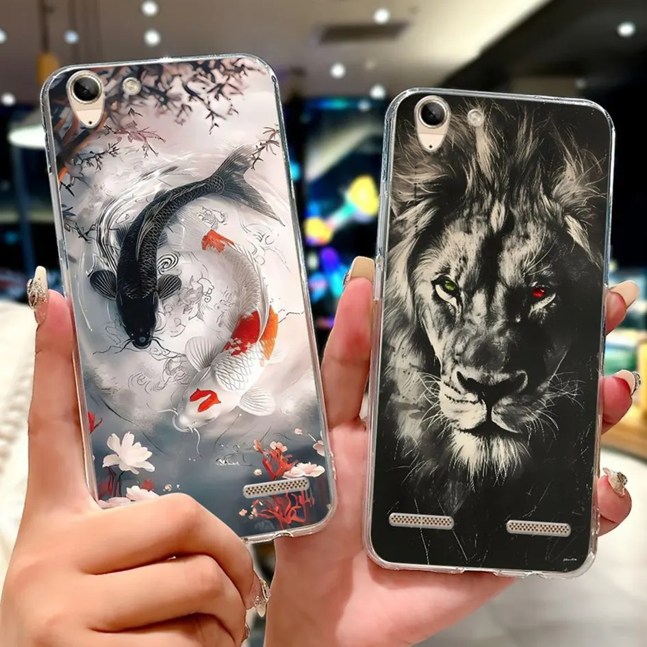 Чехол для Lenovo Vibe K5 Plus Cover A6020 A6020a46 A6020a40 Cute Lion Lucky Carp Мягкий силиконовый тонкий бампер для Lenovo K5 K5 Capa