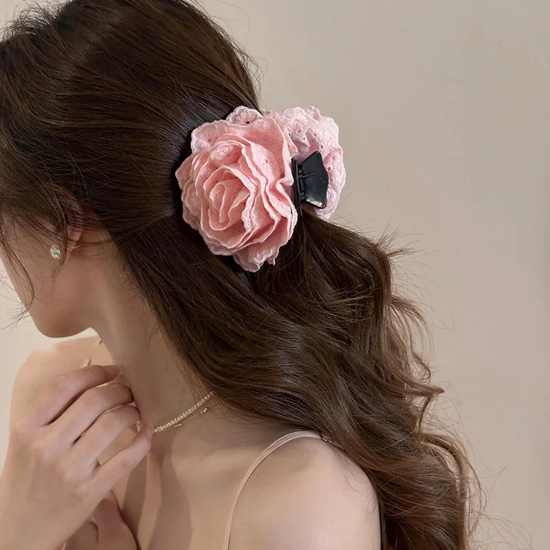 

1 шт., женские коготь для волос, изысканный цветок, корейский, нежный, сладкий, универсальный, с розой, для волос, высокое качество, роскошные брендовые аксессуары для волос