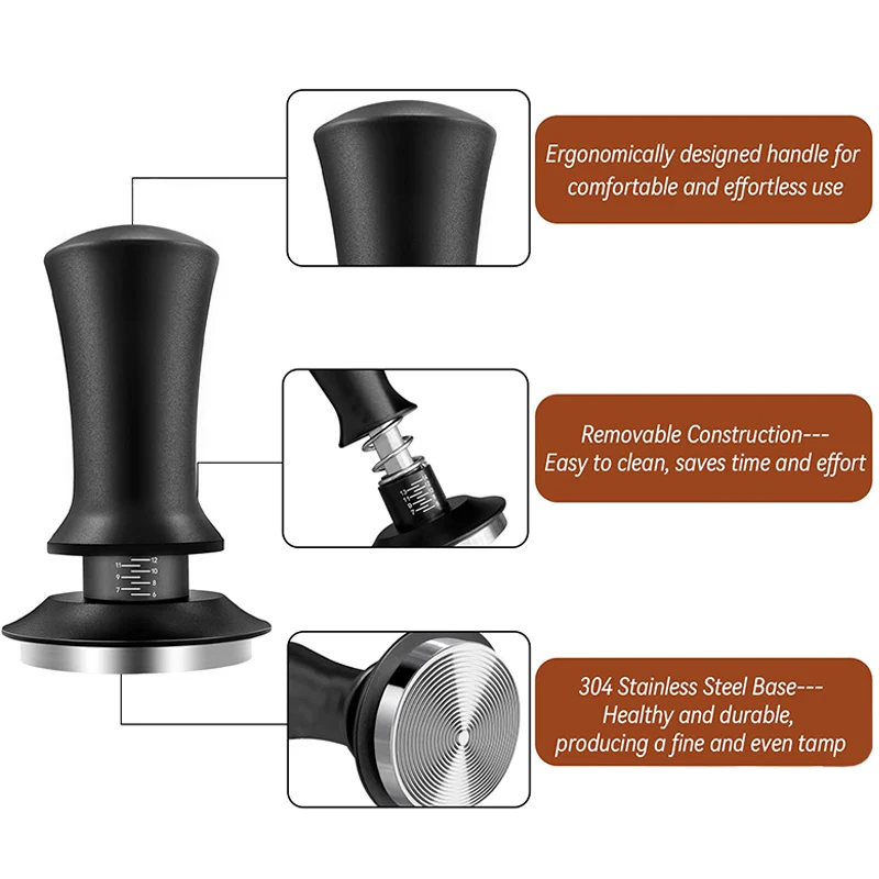 Imagem -04 - Coffee Tamper With Ripple Espresso Ajuste de Profundidade Mola Acessórios para Café 54 mm 51 mm 53 mm 58 mm