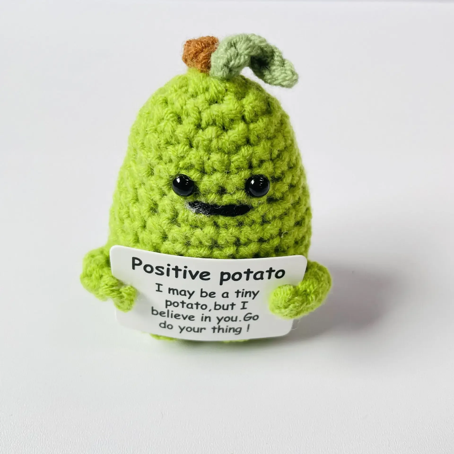 Positive Energy Potato Tomato Poops Handmade Wool Knitting Desktop Decor With Slogan Card Funny Christams Gift Home Decoration