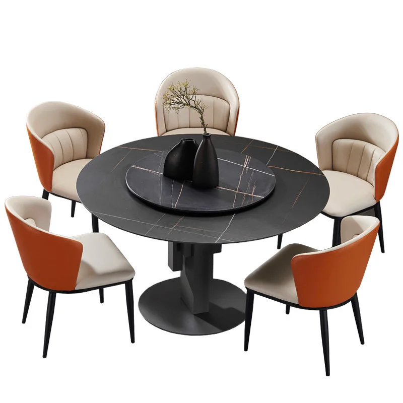 

^%Italian Design Royal Classic Cafe Marble Dining Table Set Luxury Extendable Modern Home Furniture for Dining Room