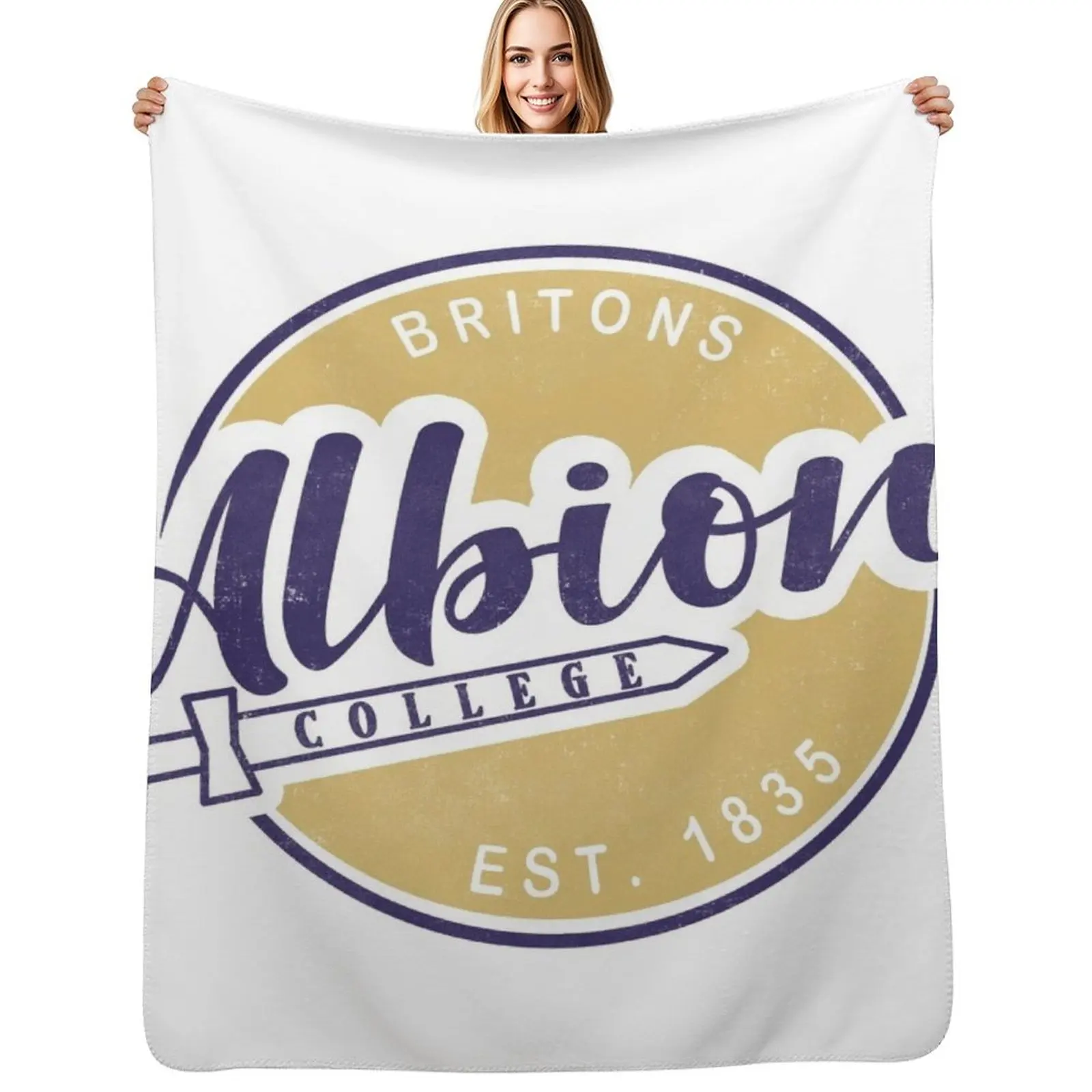 

Albion College Circle Logo Throw Blanket christmas decoration Custom Cute Plaid Luxury Throw Blankets