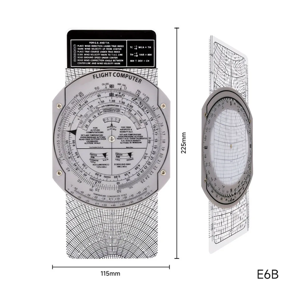 E6B Wind Vector Ruler For Ground-Speed Flight Computer Aviation Circular Slide Rule For Pilot Training And Navigation Calculat