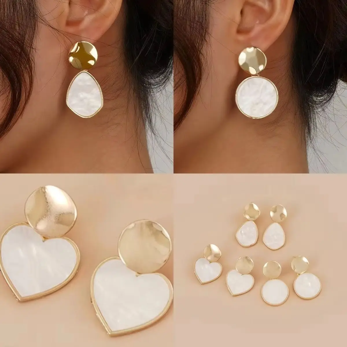 

New 2025 Women's Fashion Water Drop Heart Circle Earrings Alloy Glitter Wedding Party Jewelry Classic Design