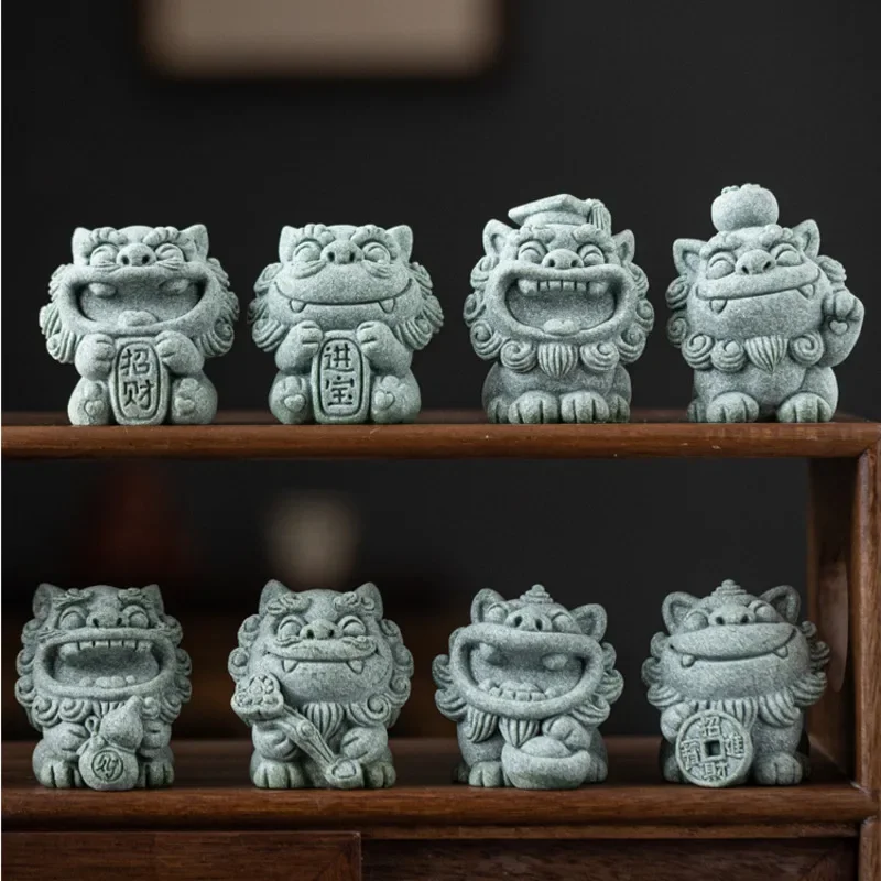 China-Chic Cute Little Lion Tea Pet Ornament Creativity Recruits Wealth and Talents Lucky Lion Master Tea Table Room Decor