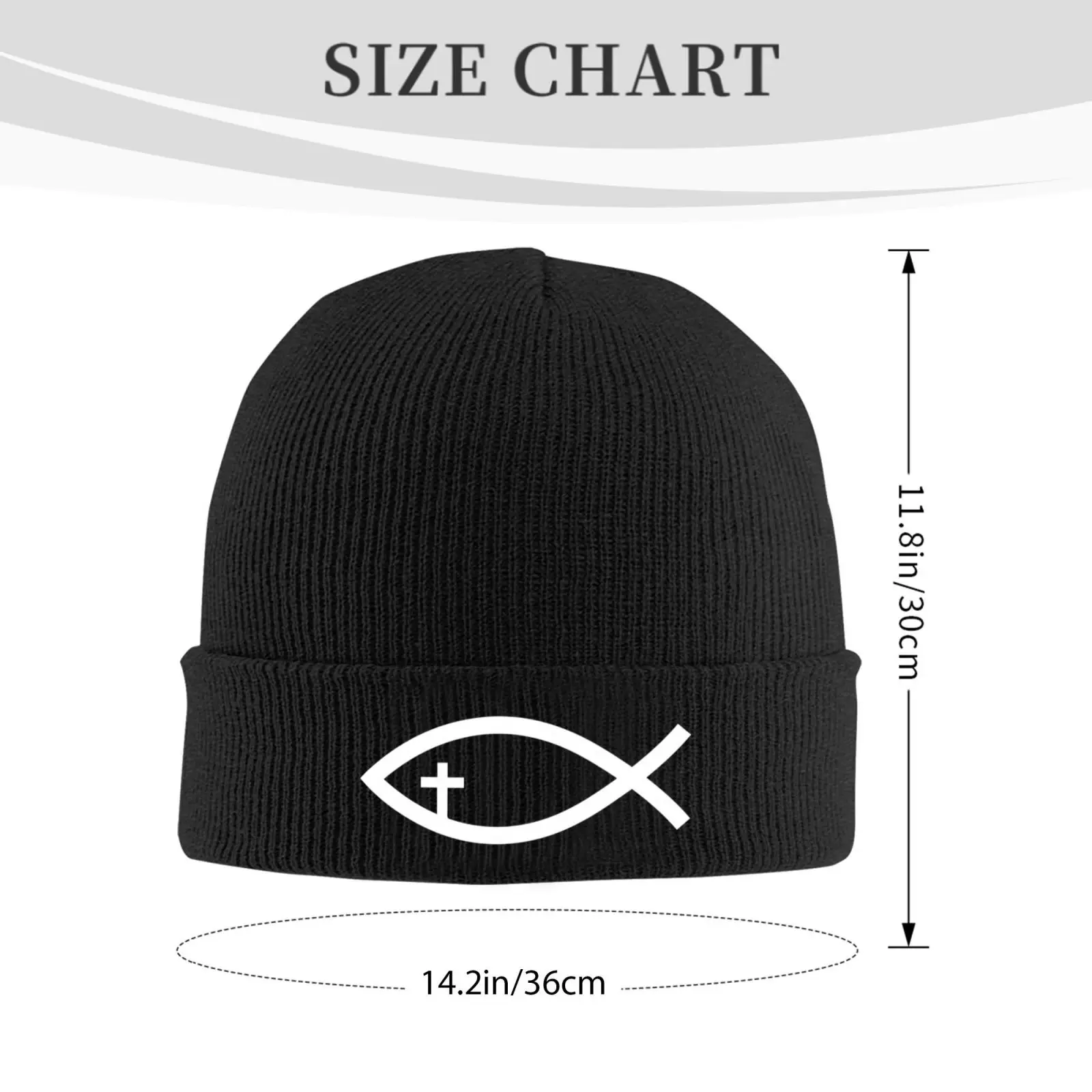 Jesus Cross Fish Unisex Knitted Hat Outdoor Warm Men Solid Color Crimping Skullies Beanie Cap Hip Hop  Winter Ski Caps