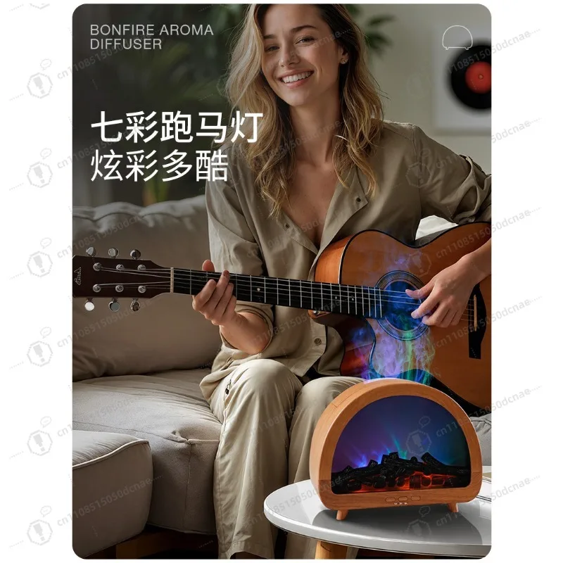 Marquee Flame 3D Fireplace Humidifier Colorful Aurora Colorful Super Fog Household Desktop Round Aromatherapy Machine