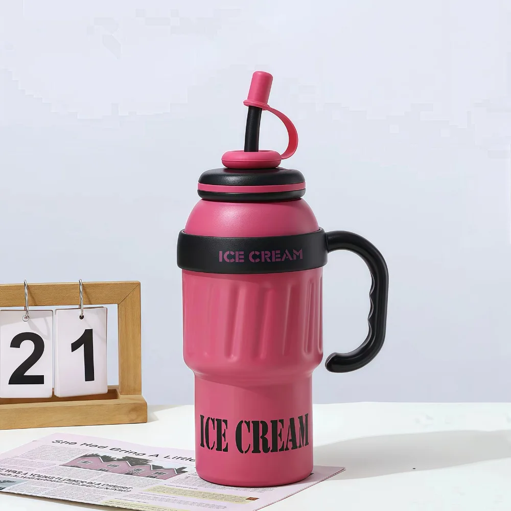 

Cute 600ML Vacuum Cup High-Capacity Insulation Or Cooling Insulated Cup With Handle Thermal Mug for Boys and Girls