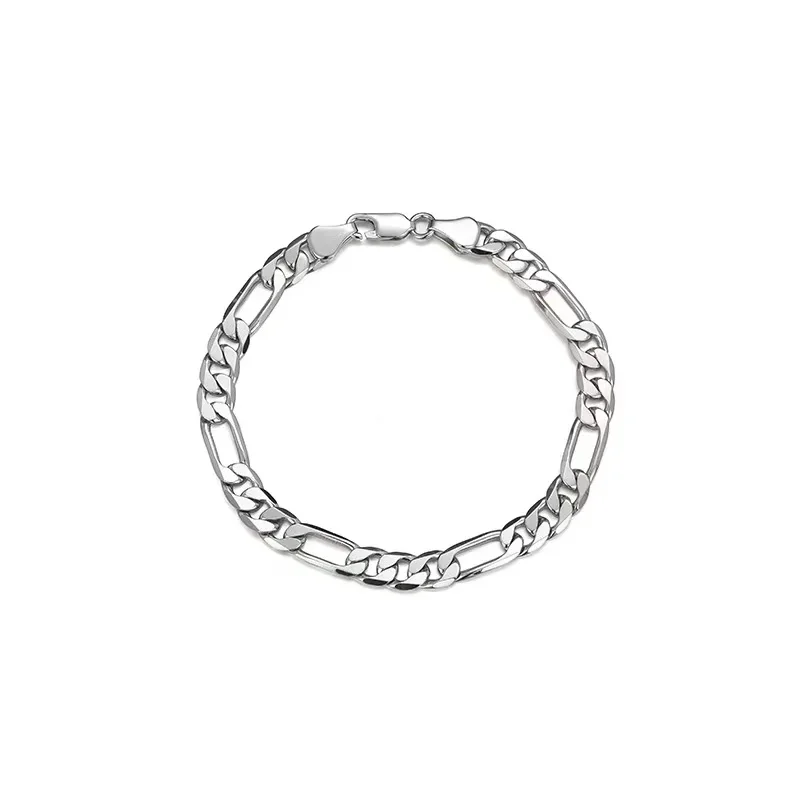 925 sterling silver Jewelry 4/6MM 8 Inches Figaro Chain Bracelet For Men Simple Women Hip Hop Punk Party Accessories Wholesale