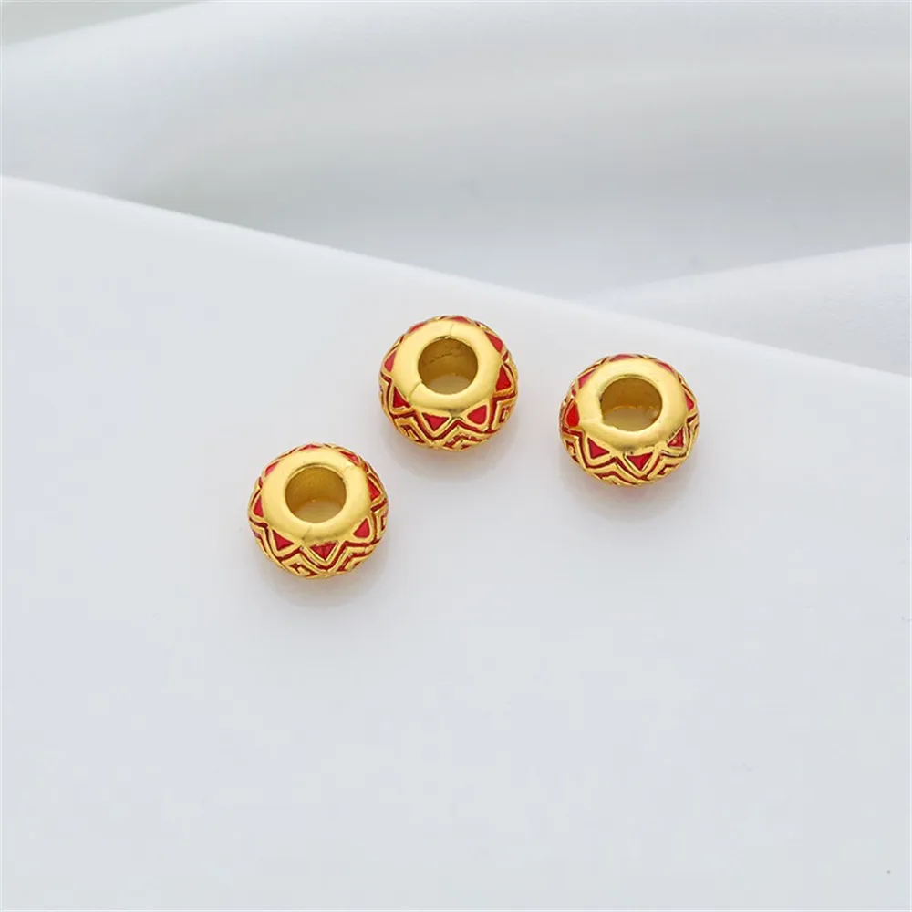 18K Gold-covered Loose Beads, Big Hole Wheel Spacer, 11mm Spacer, DIY Bracelet, Necklace Accessories