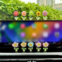 5PCS Sunflower Fresh Flowers Shaking Head Spring Small Ornaments Automobile Dashboard Decoration Exquisite Interior Accessor