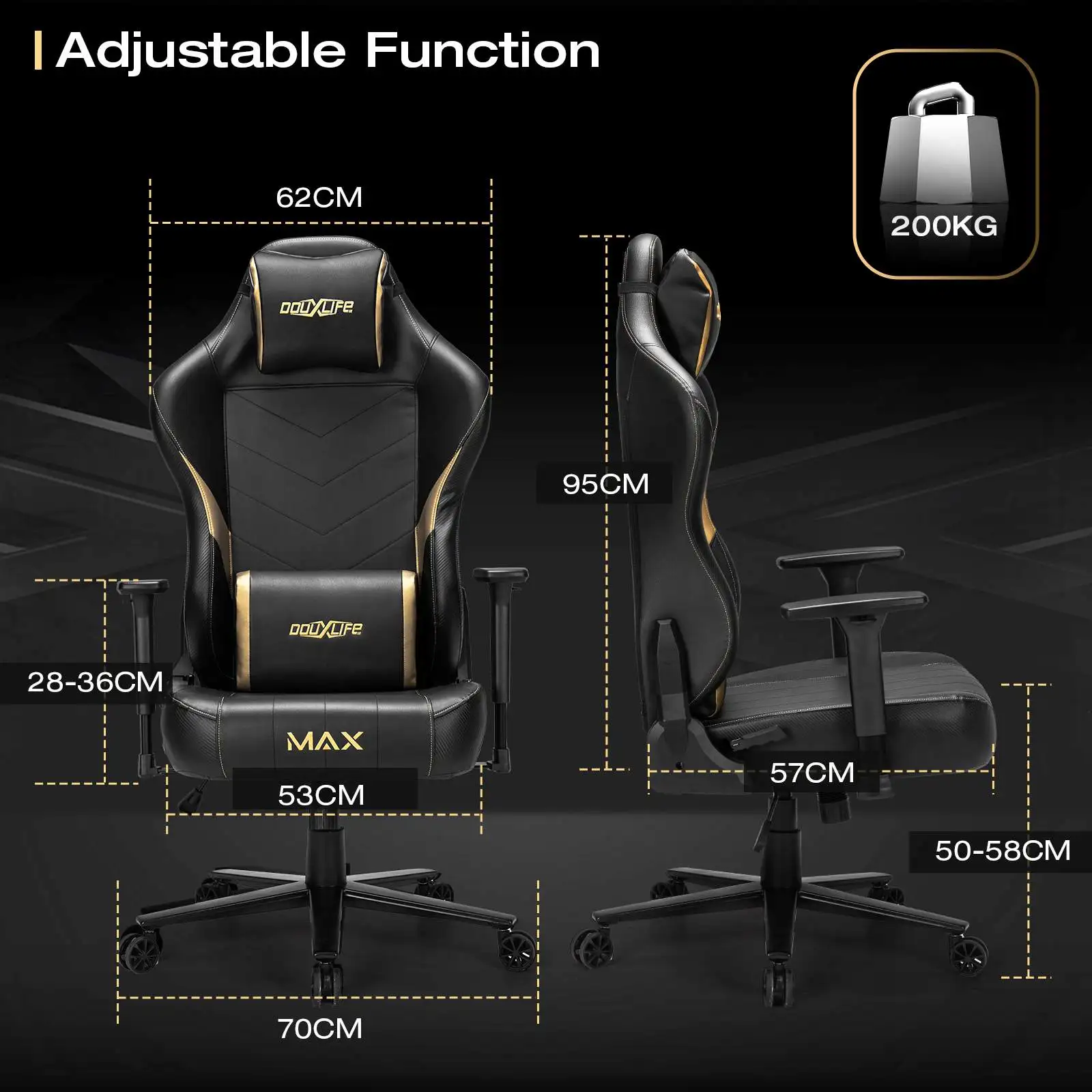 Douxlife-silla ergonómica para Gaming Max para adultos, sillón de cuero reclinable con espalda alta, para oficina, ordenador y carreras