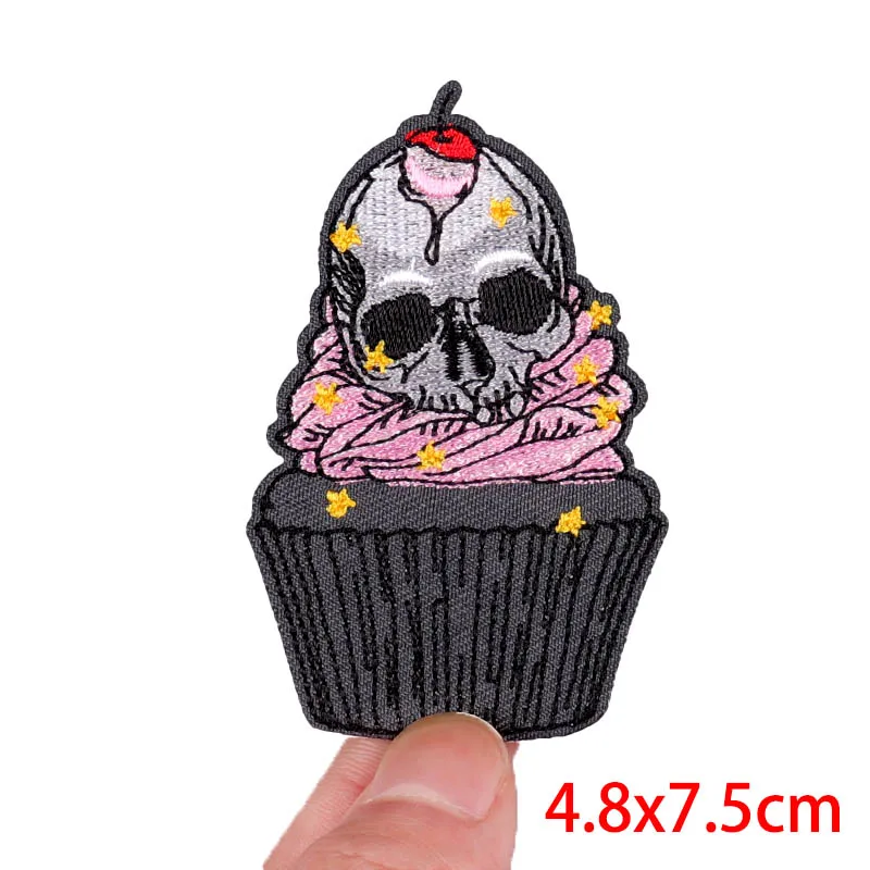 Horror Skull Embroidery Patch Iron On Patches For Clothing thermoadhesive Patches On Clothes Punk Ironing Stickers Patches DIY