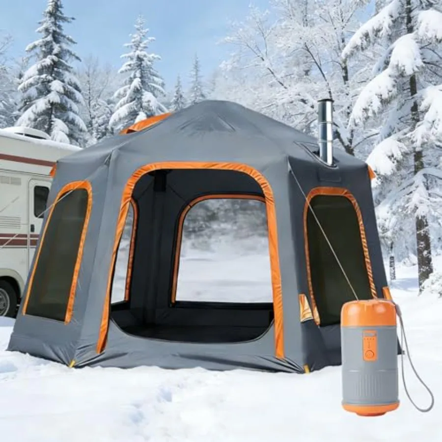 

Inflatable Camping Tent Easy Set up with Electric Air Pump Waterproof Blow Up Tent for Adults Portable Outdoor for Camping Hiki