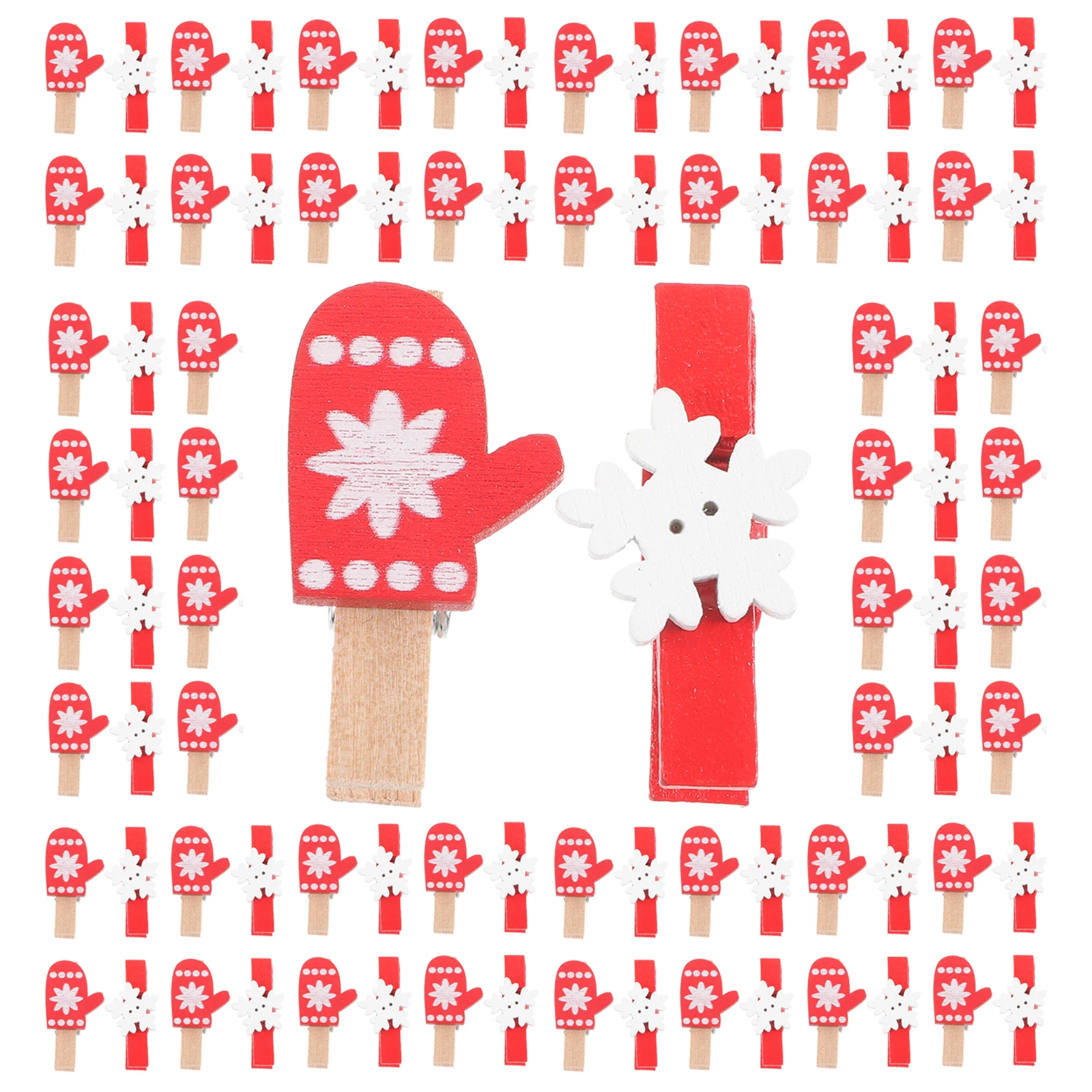 

100 Pcs Christmas Decoration Wooden Clip Mini Clips for Photos Shaped Paper Small Elk Holders Decorative Clothes Crafts