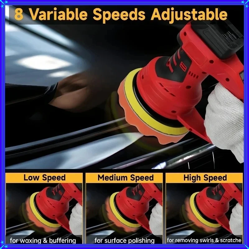 Electric Cordless Car Polisher 8 Gears Polishing Machine Waxing Sanding Sealing Power Tools  For 18V For Milwaukee Battery view 4